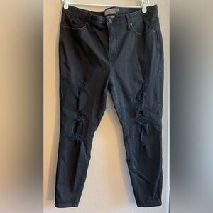 Torrid Feel the Fit Sky High Skinny Premium Stretch Black Distressed Women Jeans